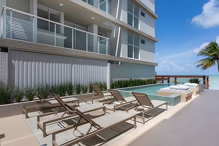 Flat pé na areia c/ vista mar 409 B Branco Haus