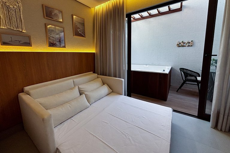 Flat pé na areia c/ jacuzzi privativa 015 Get Sense