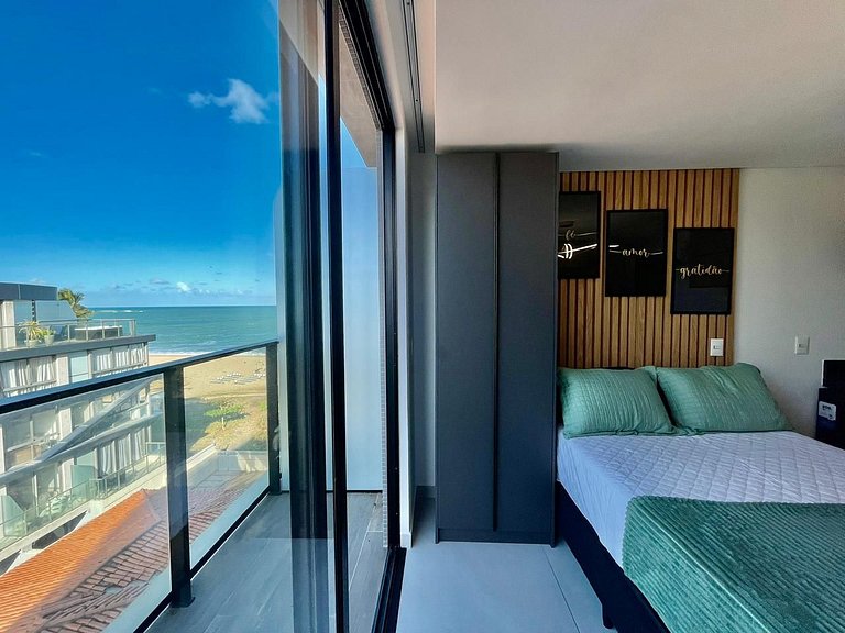 Flat c/ vista lateral mar pé na areia 503 Breeze