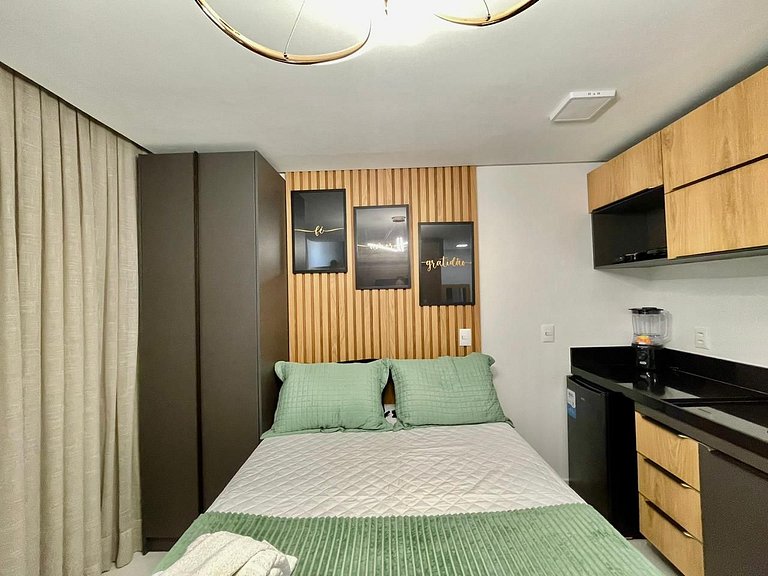 Flat c/ vista lateral mar pé na areia 503 Breeze