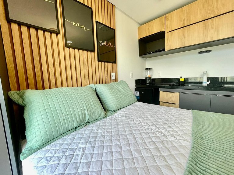 Flat c/ vista lateral mar pé na areia 503 Breeze