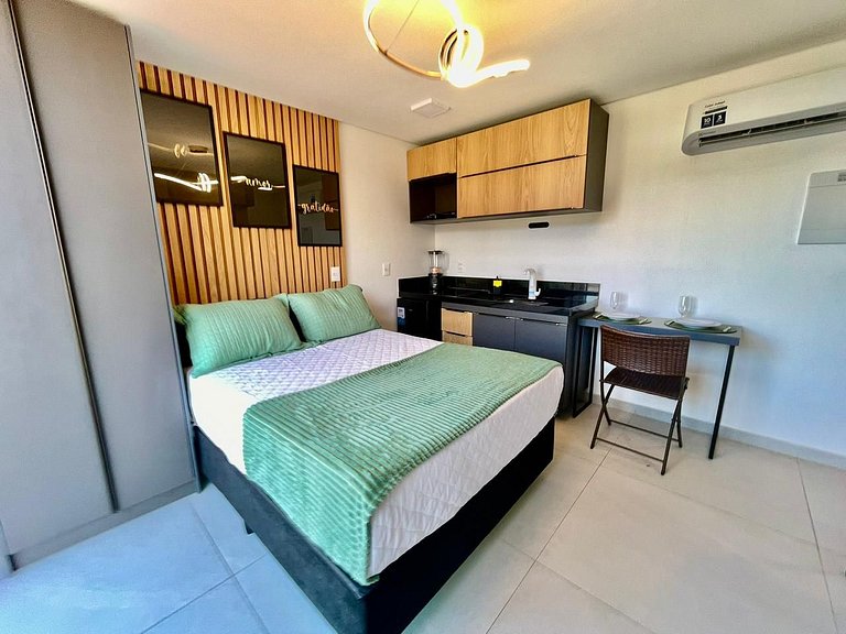 Flat c/ vista lateral mar pé na areia 503 Breeze