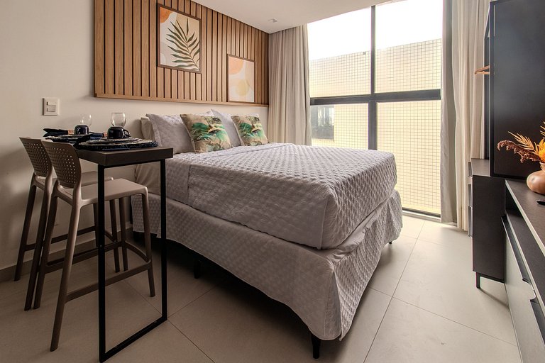 Flat pé na areia c/ vista lateral mar 409 Breeze