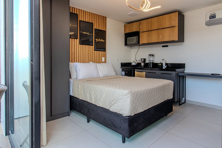 Flat c/ vista lateral mar pé na areia 503 Breeze