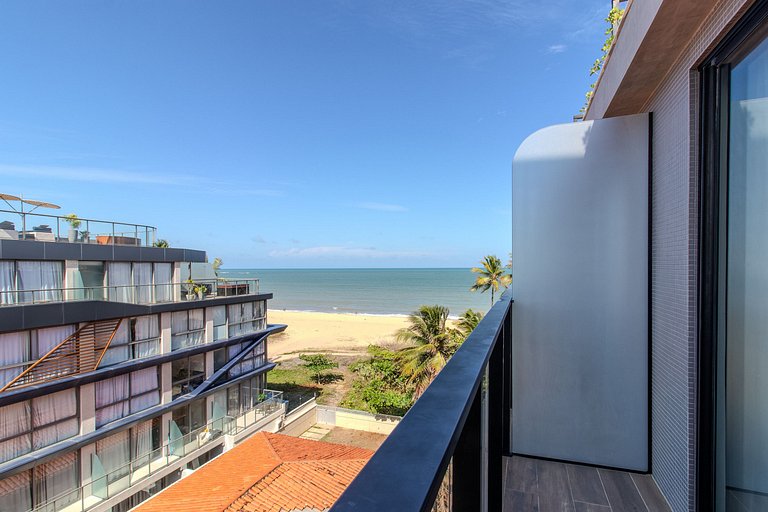 Flat c/ vista lateral mar pé na areia 503 Breeze