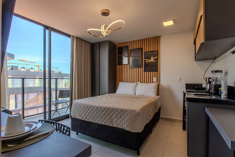 Flat c/ vista lateral mar pé na areia 503 Breeze