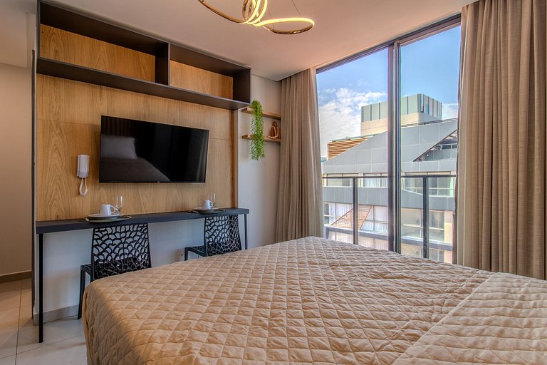 Flat c/ vista lateral mar pé na areia 503 Breeze