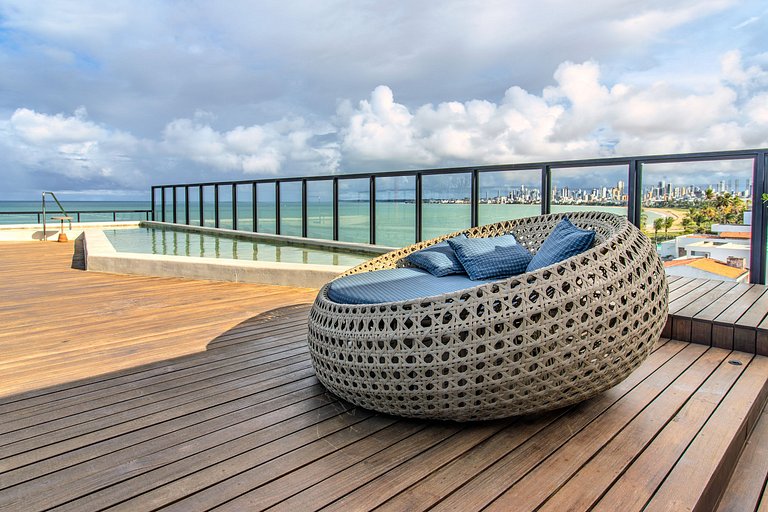 Flat pé na areia c/ vista lateral mar 317 Restinga