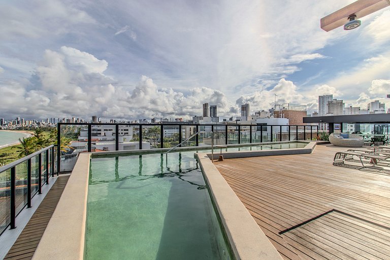 Flat pé na areia c/ vista lateral mar 317 Restinga